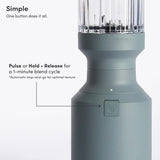 Close-up of Beast Mini one-button control with pulse or hold-and-release one minute blend cycle for optimal texture