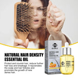 Natural Hair Density Essential Oil product photo with lifestyle imagery and benefit callouts