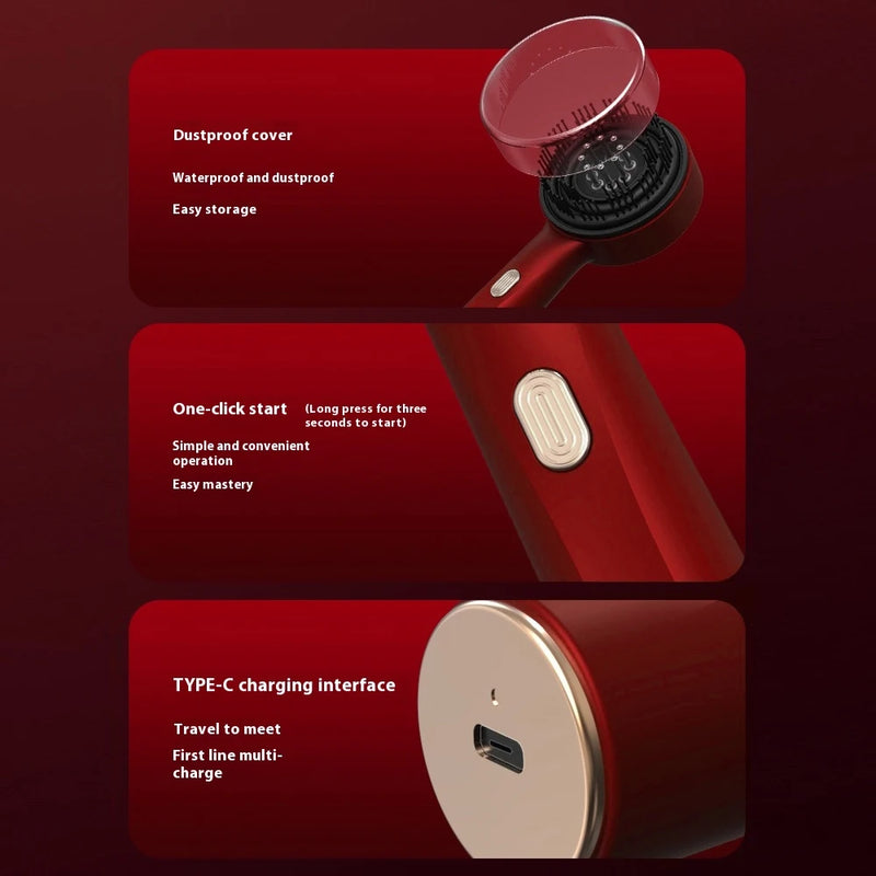 Hair shedding on brush next to Natural Hair Density Essential Oil box and bottle