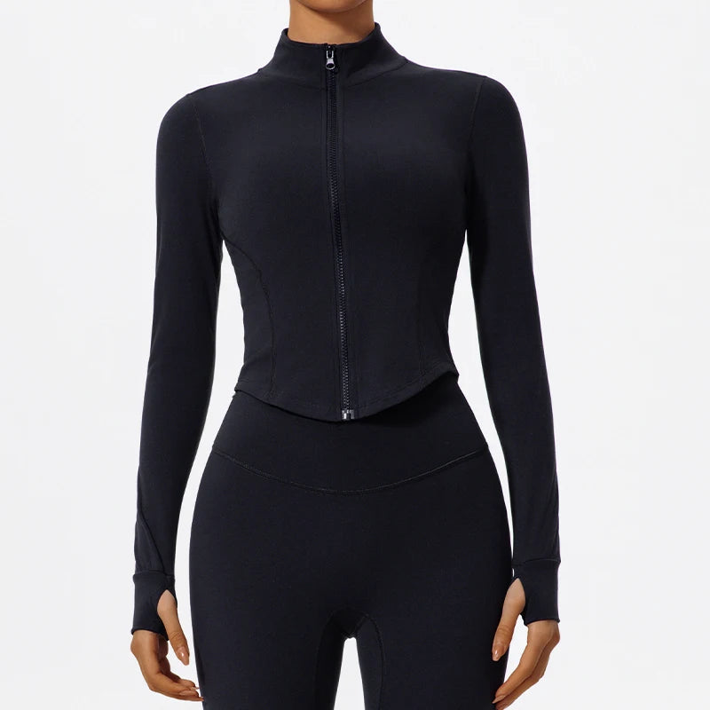 Product display of brown Hearuisavy yoga jacket variant for women’s activewear