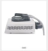 Low side profile with applicators on top, side ventilation, and connected flexible hoses