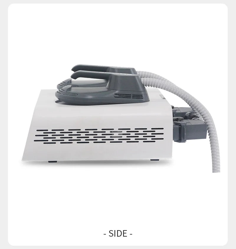 Low side profile with applicators on top, side ventilation, and connected flexible hoses