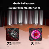 Guide-ball system diagram with 72 rounded comb teeth and 8 liquid-press guide balls for even application