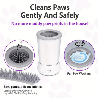 360-degree dog paw washing cup with soft silicone bristles and safe paw cleaning action – no more muddy paw prints