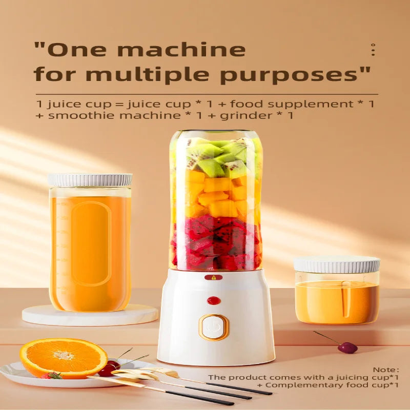 Portable blender set with 450 mL juice cup and small food cup for smoothies and sauces